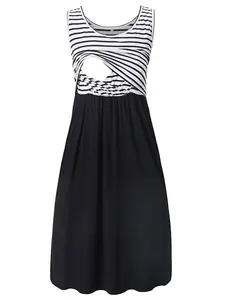 Summer Striped Nursing Dress for Pregnant Women, Comfortable and Stylish Maternity Wear, Perfect for Daily Use and Breastfeeding
