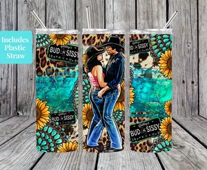 BOHO Urban Cowboy Bud N Sissy 20oz Tumbler With Turquoise & Sunflowers #urbancowboy #budnsissy #80smovies Bottle Drinkware Lid Straw Insulated Cup