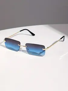 Men's Metal Rectangular Frameless Vintage Elegant Luxury Casual Small Artistic Versatile Trendy Fashion Decorative Glasses