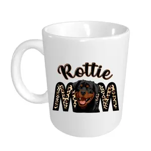 Rottweiler Mom Ceramic Coffee Mug with Rottie Design & Black & Tan Dog Face