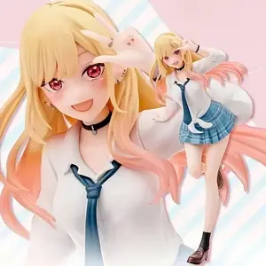Anime Long Hair Goddess Collectible Figure, Collectible for Fans, Cool Pose, Fashion Base, Blonde Peace Gesture, Perfect Gift for Holidays, Pvc Collectible Statue