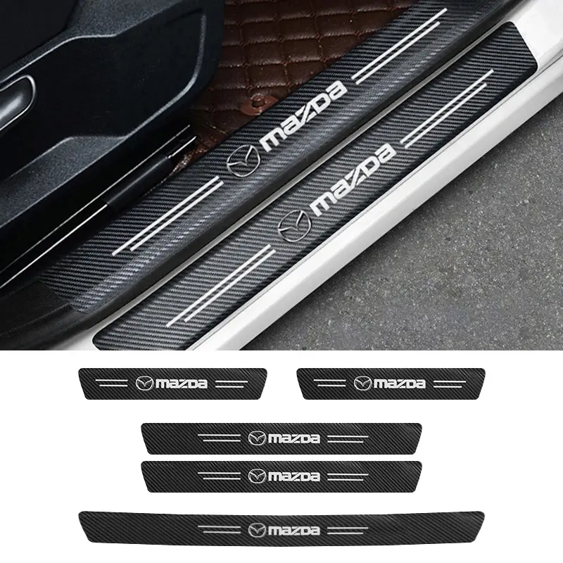Car Door Sill Scuff Plate Anti-scratch Sticker Decal Protector Strip For Mazda 2 3 6 5 Demio CX3 CX4 CX5 CX-4 CX-5 CX7 CX30 MX3 MX5 MS Speed Axela Atenza Accessories Car Accessory Vehicle Accessories