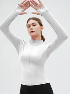 Women's Workout Yoga Jacket Full Zip Running Track Jacket Long Sleeve Yoga Shirt Women Zip Fitness Yoga Shirt Winter Warm Gym Top Activewear Running Coats Yoga Shirt Woman