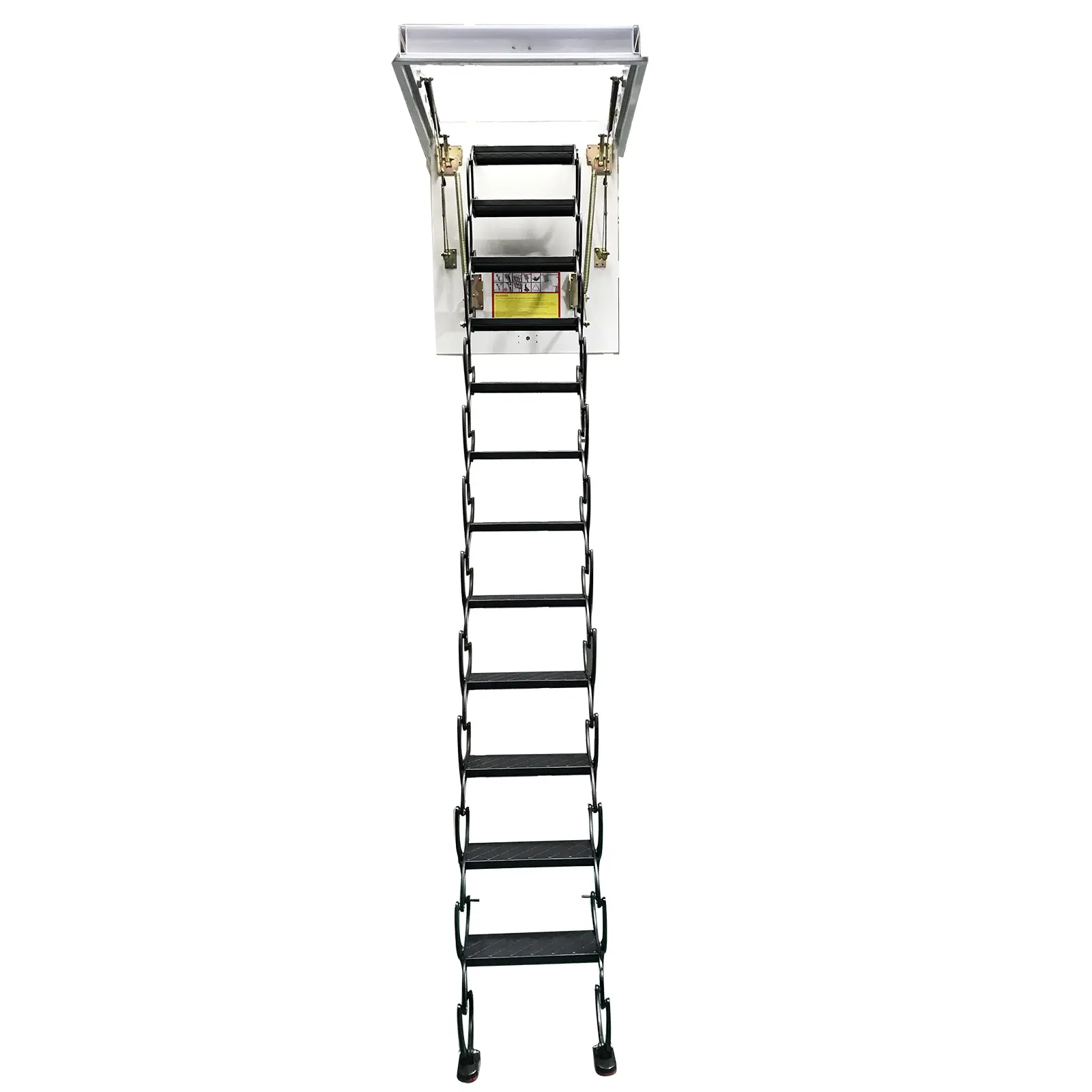 YOKOMA Pull Down Ceiling Attic Ladder Black, Folding Retractable Attic Stairs for Home Renovation