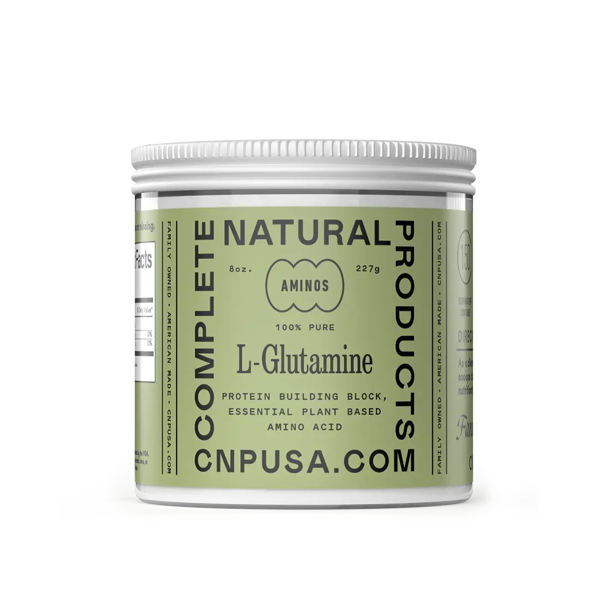 Complete Natural Products L-Glutamine Powder - 100% Pure Essential Plant Based Amino Acid for Active Lifestyles in Reusable Glass Jar