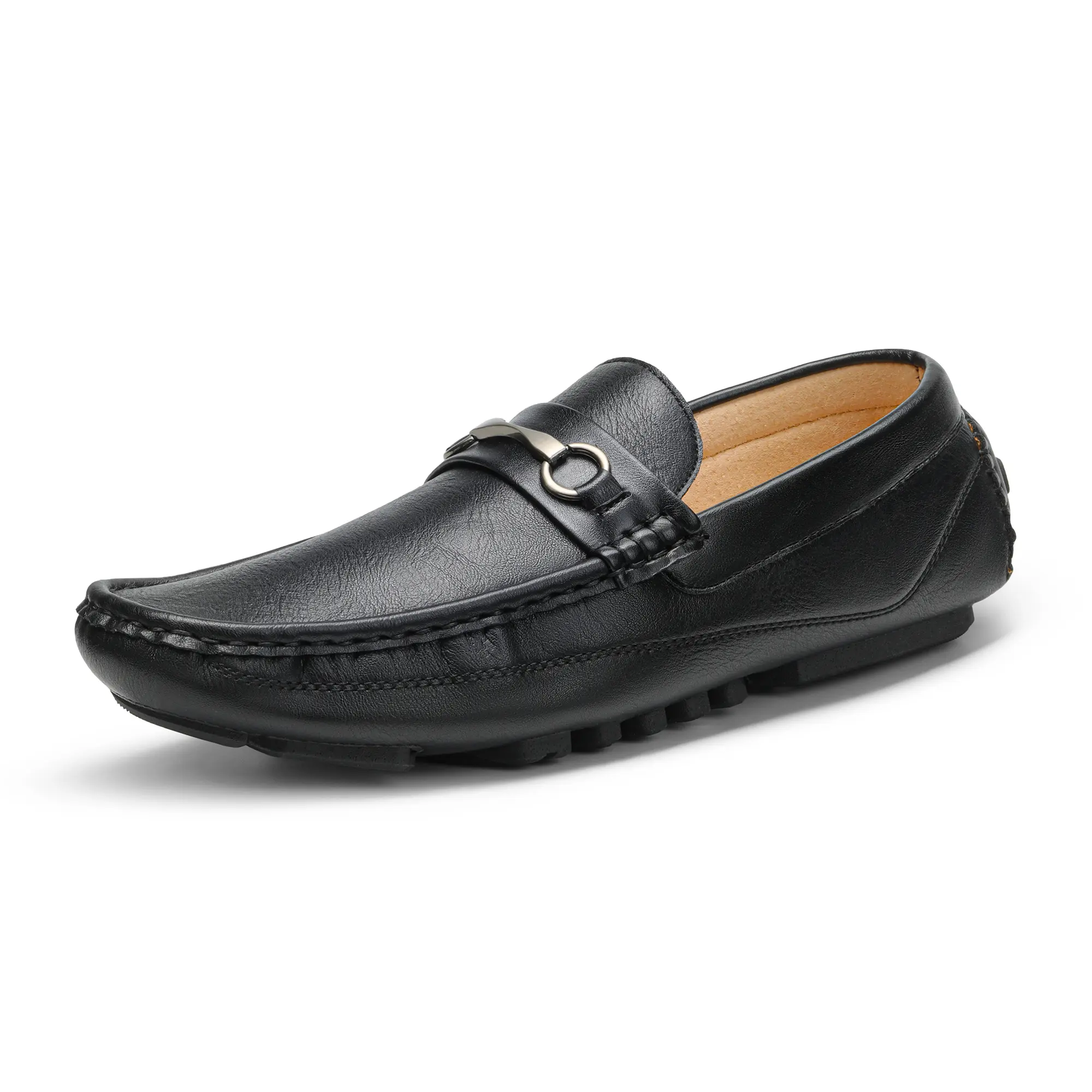 BRUNO MARC Men's Classic Leather Driving Moccasins, Lightweight Slip-On Flat Footwear with EVA Cushion for Watch Party