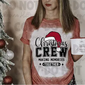 Matching Family Christmas Shirts - Bleached Christmas Crew - Womenswear, Clothing
