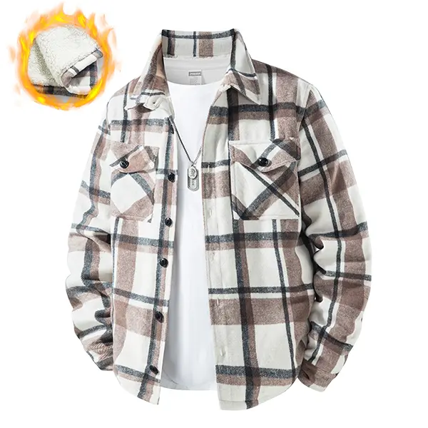 Men's Sherpa Lined Plaid Flannel Shirt Jacket | Thick Warm Fleece Shacket | Casual Streetwear Button-Up | Heavyweight Thermal Autumn Winter Coat