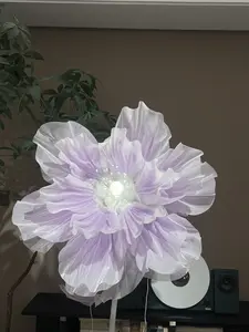 Dancing Petals 32in Huge Silk Flower Automatic Opening Closing with Firework Lights for Wedding or Home Outdoor Decoration Shopping Mall Ornaments Display