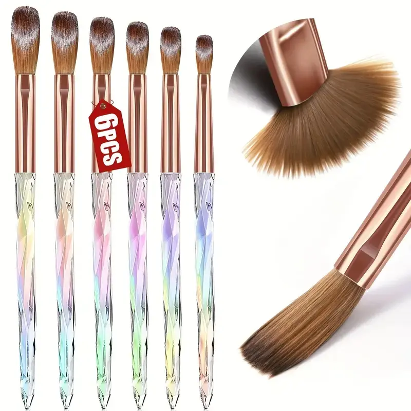Professional Acrylic Nail Brush Set for Beginners, 6-Piece Easy Expand Carving Tools, High-Quality Powder Smoothness, Multi-Functional Manicure Kit, Nail Art Brush, Nail Supplies Equipment, Nail Art Design