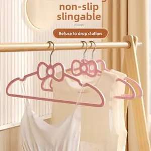 Space-Saving Cute Bow Plastic Clothes Hangers + Connectors, Multi-Functional Closet Organizer, 360 Degree Rotating Hooks, for Jackets Dresses Shirts Coats