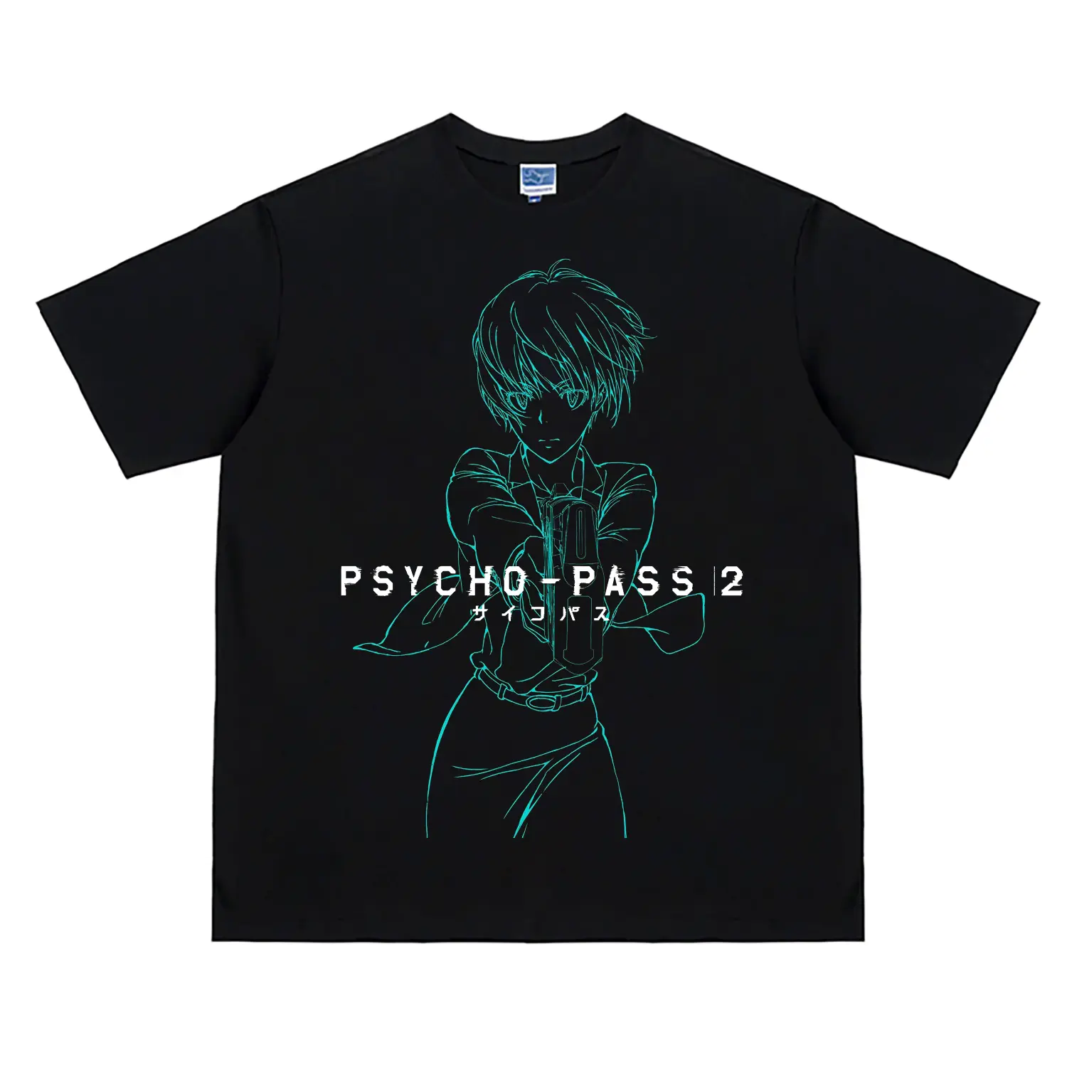 Men's Psycho-Pass Akane Tsunemori Vintage Loose-Fit 100% Cotton Casual Round Neck Short-Sleeve Tee - All-Seasons, Breathable, All-Over Print DTG Original Design Streetwear Top for Anime Fans