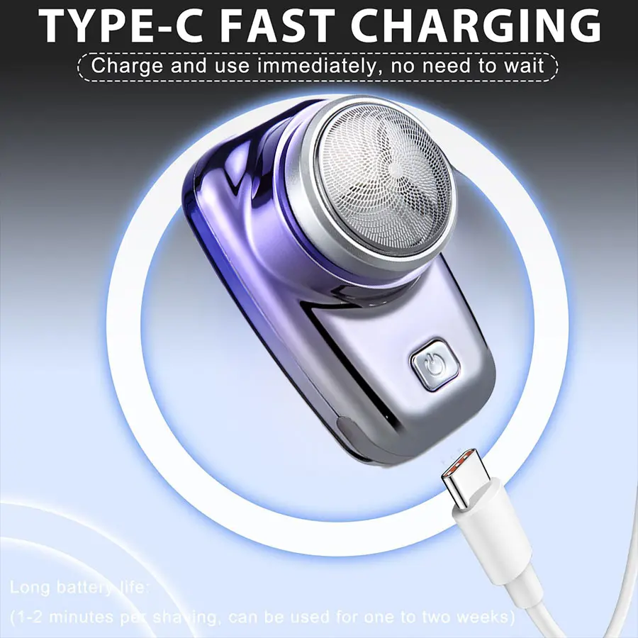 Mini electric shaver - Rotary shaver, suitable for both men and women, USB charging, one-button start, battery level display, portable design, ideal for travel, office, business trips, and a great gift choice