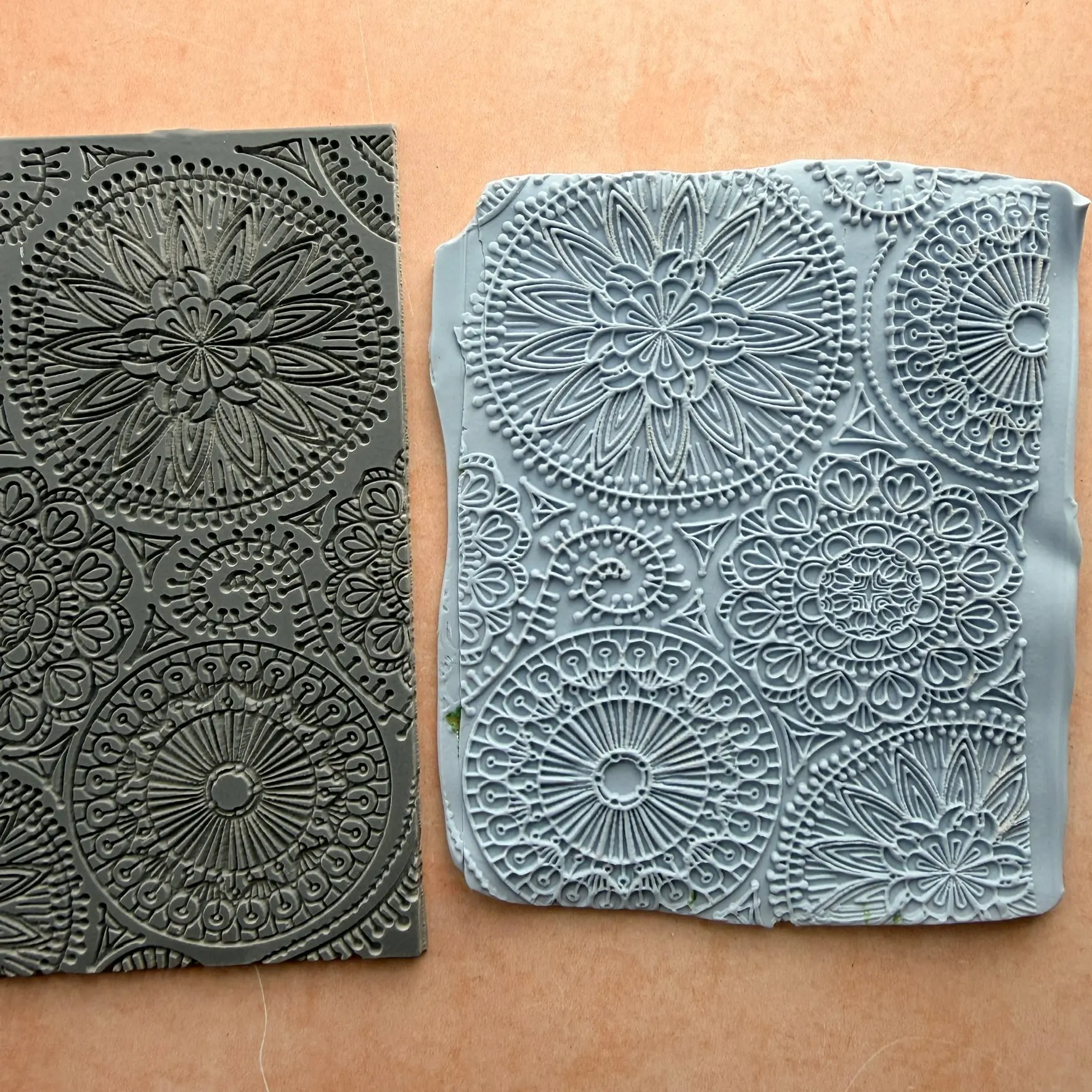 Blooming with Joy -- 3x4 Inch Rubber Stamp for Polymer Clay