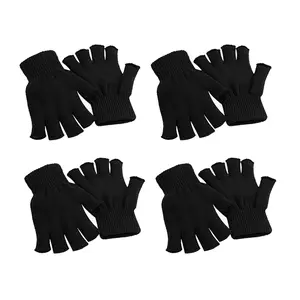 Dazone 4 Pairs Unisex Fingerless Gloves Winter Half Finger Knit Gloves for Women Men
