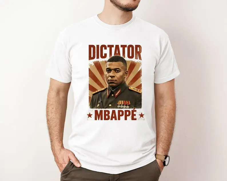 Dictator Mbappe Shirt, Kylian Mbappe Admiral General T-Shirt, Propaganda Style Football Graphic Tee, Unisex