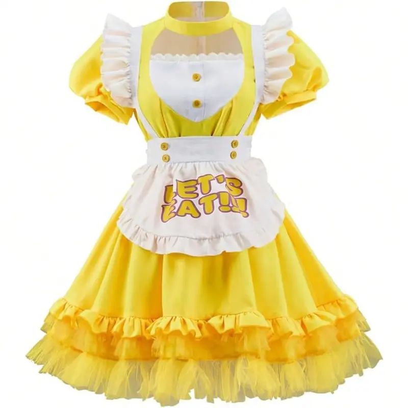 Mrs. Fox Costume Dress - Yellow Apple Polka Dot Elegant Mini Dress - TikTok  Shop