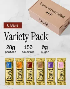 NEW! David Protein Sample Pack - Chocolate Chip Cookie Dough, Blueberry Pie, Cake Batter, and Double Fudge Brownie Flavored Bar Snacks Milk Milk