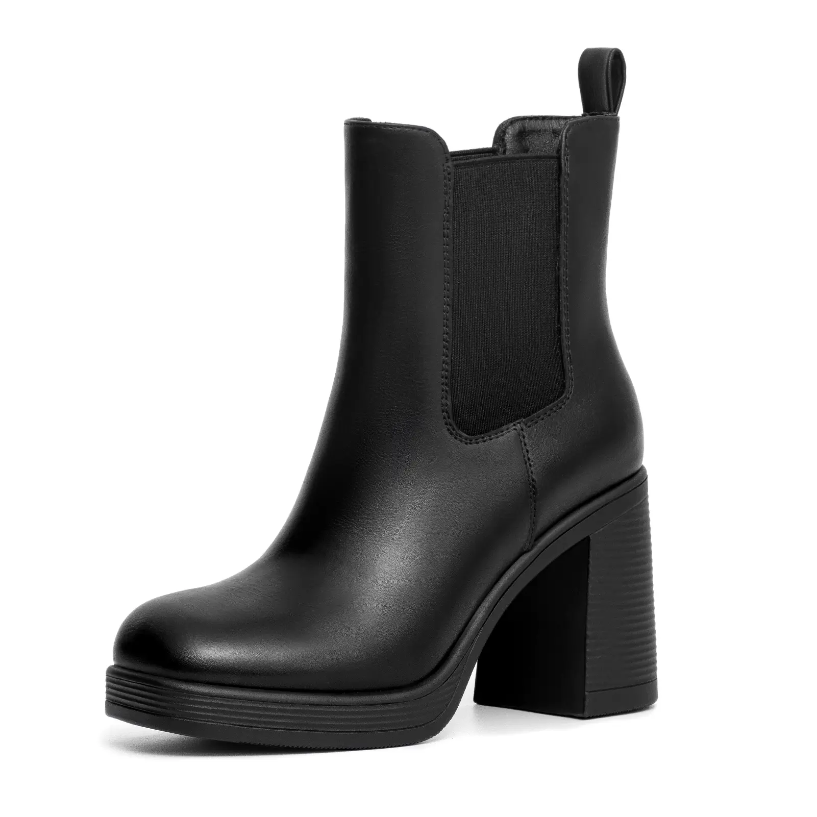 Women's Square Toe Platform Chelsea Boots with a Chunky Block Heel, Slip-On Ankle Bootie for Office and Party Wear