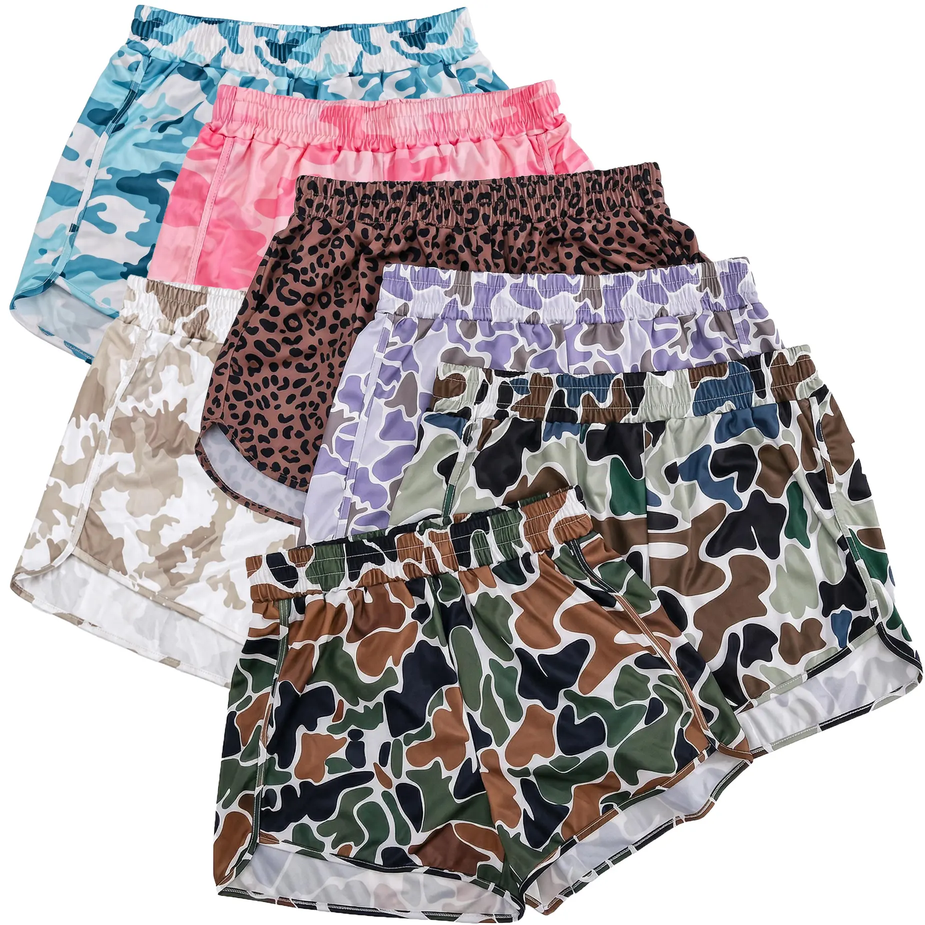 Women's Camo Shorts Fitted Bottoms Comfortable Machine Washable Camouflage Pattern Versatile Stylish Casual Wear Tops