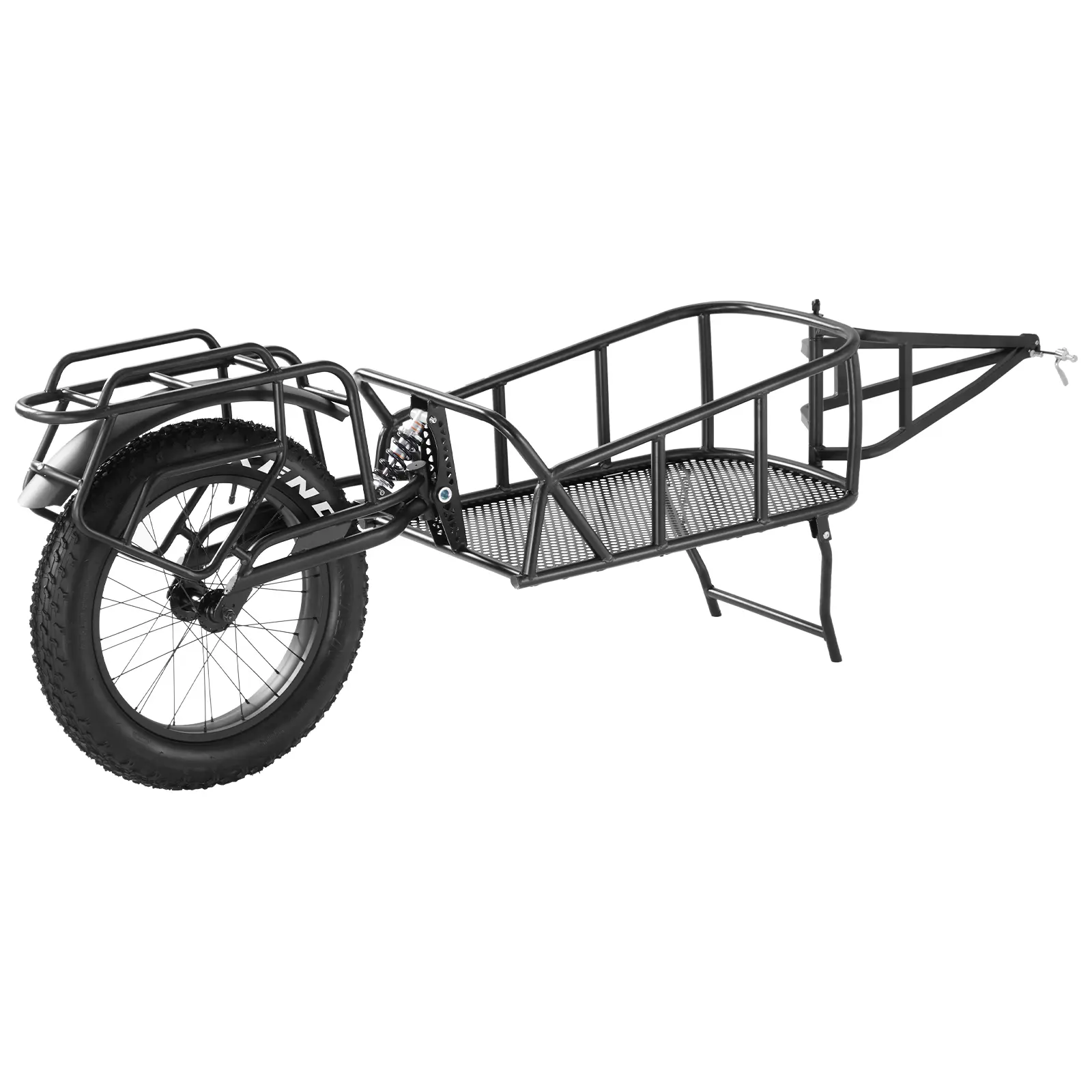 【Summerfinds】VEVOR Carbon Steel Heavy-Duty Bike Cargo Trailer - Compact Folding Trolley with 70 lbs High Load Cap, Quick Release Structure, Universal Hitch, 20" Wheels, Reflective Strips, Compact Storage, Fits Most Bikes for Outdoor Camping Picnicking