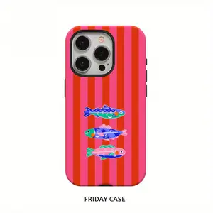Glossy 2-in-1 Striped Fish Fashion Cellphone Case - Polycarbonate (PC) Protection Cover for iPhone 17/16 Pro Max/15/14/13/11/12 Pro Plus, Durable Tech Accessory, Phones & Electronics Accessories, YN4255312