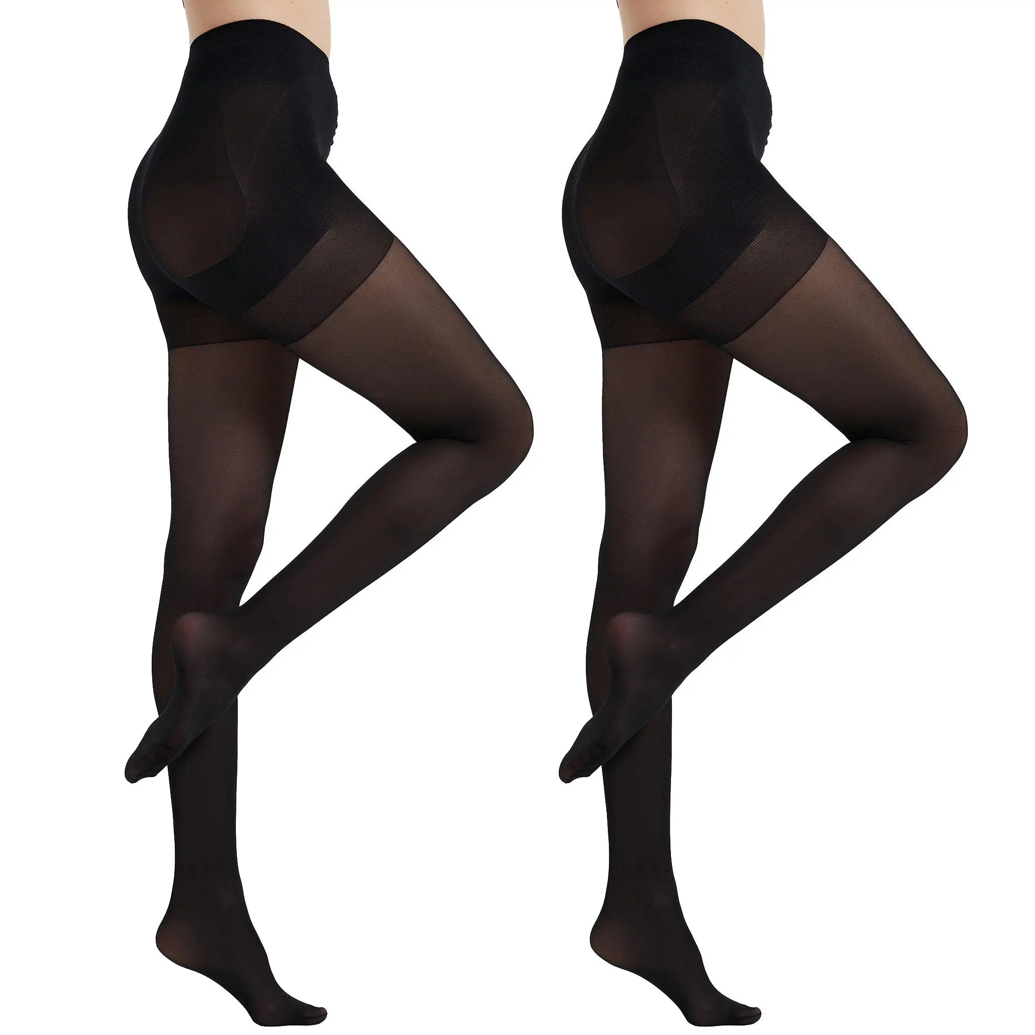 CITYSTL Women's Sheer Control Top Pantyhose, 2 Pairs 40D Nylon with Tummy-Flattening & Butt-Lifting Support, Sculpting Fit for Casual & Dress Wear