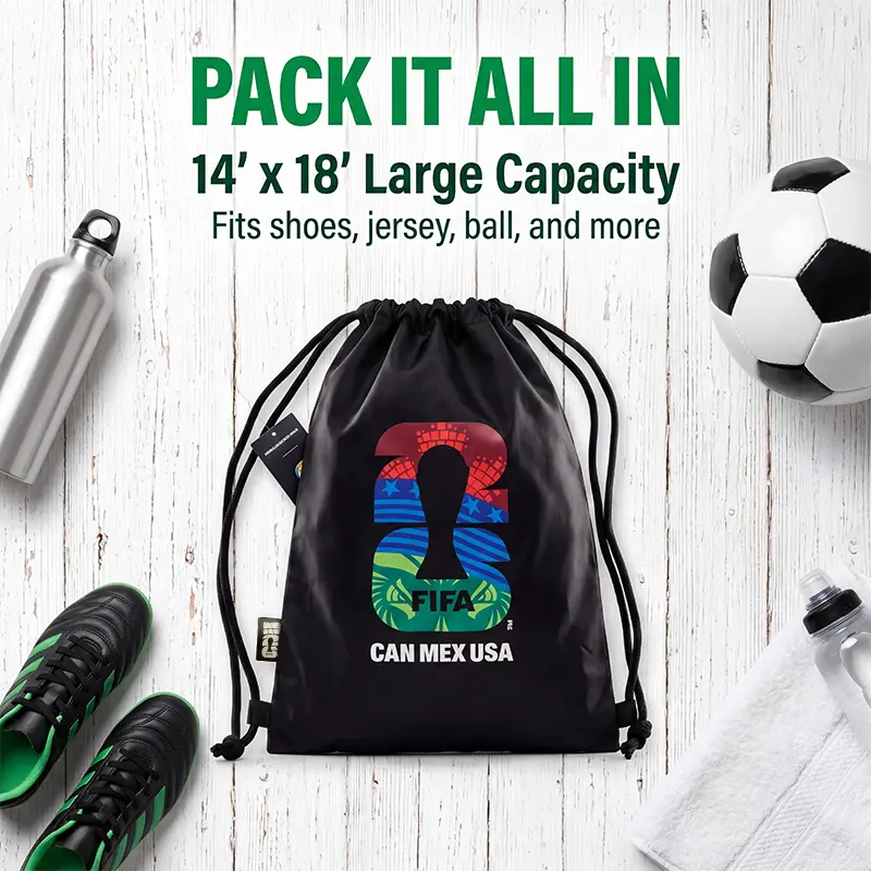2026 FIFA World Cup Official Licensed Drawstring Backpack, Large Capacity Sports Gym Bag 14x18 in, Lightweight Cinch Sack for Soccer Gear, Shoes & Daily Essentials, FIFA Fan Travel & Stadium Bag