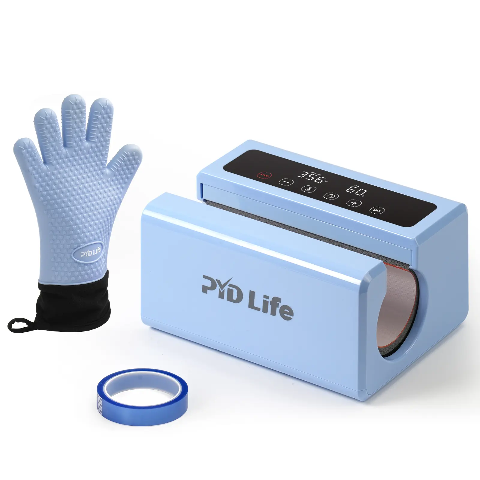 PYD Life 120V Auto Tumbler Heat Press Machine, 10-30 OZ Touch Screen Light Blue Sublimation Press for Straight Tumblers, Cups, Bottles with Craft Tape, Tape Strips