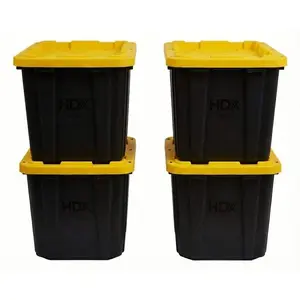 27 Gal. Tough Storage Tote in Black and Yellow (4-Pack)
