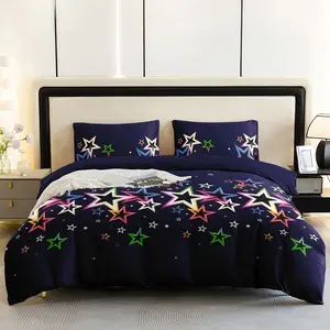 3pcs Star Pattern Bedding Set, 2 Pillowcases + 1 Duvet Cover, Soft Skin-Friendly Breathable, Easy Care, Suitable for All Seasons