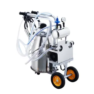 Electric Milking Machine 25L, 55KPA 15000 RPM Suction Pump, Portable Vacuum Pump Milking Machine, 304 Stainless Steel Bucket and Regulator for Cow & Goat