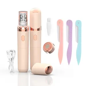 Hair Removal Epilator for Women, facial hair remover, Eyebrow razor face razors for women, Facial Epilator Hair Remover, Plucker for Face, Chin, LED Light Epilation System, All Ages and Skin Types,with Brush, USB Rechargeable Shaver