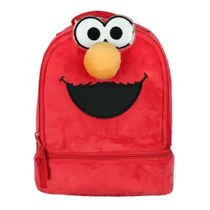 Sesame Street Lunch Bag Plush Elmo Insulated Dual Compartment Tote 10"