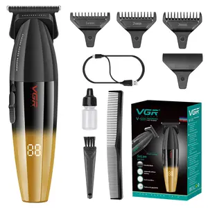 VGR 906 Fresh Fade Professional Hair Trimmer, DLC T-Blade Cordless Hair Clipper For Barbers And USB Rechargeable, 9000rpm Zero Gapped Beard Trimmer For Men