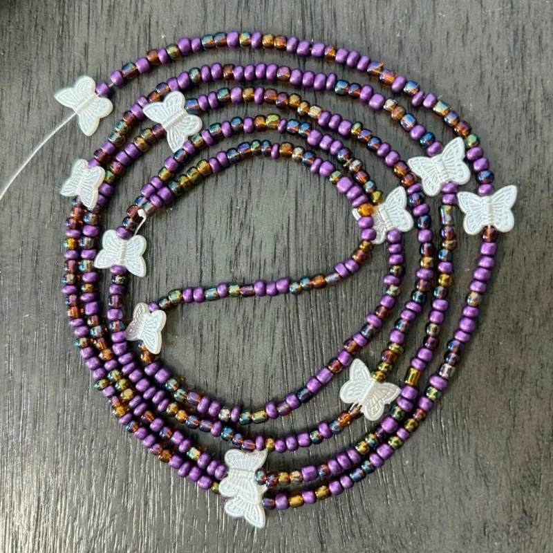 Purple Reign tie in waist beads