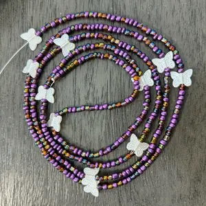 Purple Reign tie in waist beads