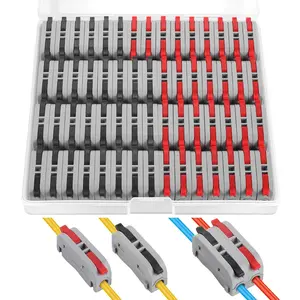 60 count XHF Black&Red Conductor Compact Connectors Lever Connectors Nuts, Electrical Wire Terminals for Any Circuit Inline Splices 28-12 AWG (SPL-1)