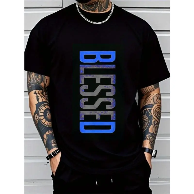 Motion Range Men's Plus Size Casual Crew Neck T-Shirt - Geometric-Pattern, Smooth Cotton Knit Fabric, Medium Stretch - Short Sleeve Tee for Leisure & Everyday Wear |     Breathable Comfort Fit |     Machine Washable