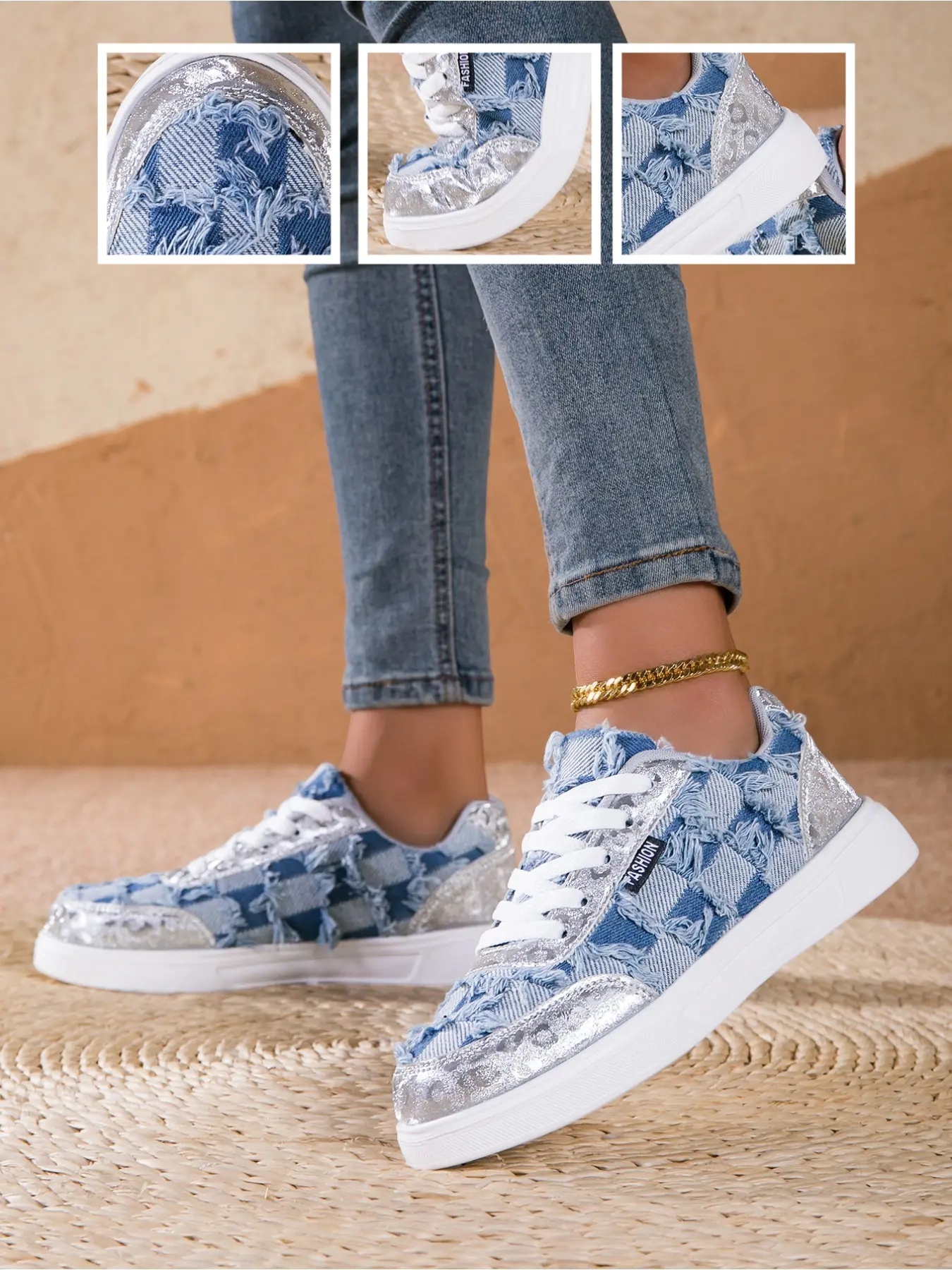 2026 Spring New Arrival Women's Dyed Denim Casual Sneakers! Breathable Flat Design for Spring and Summer, Sizes 36-43, Lightweight and Versatile, Suitable for Everyday Wear, Shopping, and Travel. Looks Great With Jeans Or Skirts.