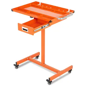220 Pound Capacity Tool Work Table, Adjustable Heavy Duty Table with Wheels, Mechanic Drawer Workbench for Repair Shops, Garages, DIY and Workplace(Orange)