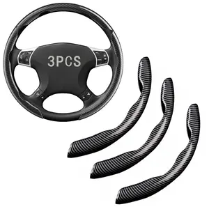 3 PCS Carbon Fiber Look Steering Wheel Cover For Men&Woman, Non Slip Carbon Fiber Wheel Cover, Segmented Steering Wheel Protector Universal Standard-Size 15inch