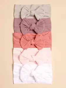 Baby's 5pcs Cute Bow Decor Hair Bands, Soft Comfortable Skin Friendly High Stretch Hair Band, Baby Hair Accessories for Girls & Boys, Baby Big Head Bow