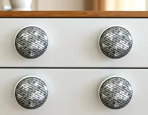 HomeRoots 635779 Easy Install White Poetic Script Ceramic Drawer Pull Doorknobs - Set of 6, Easy Install Doorknobs