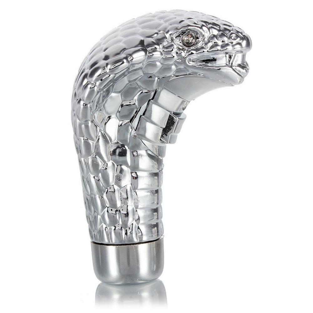 2026 Universal Chrome Red Blue LED Eyes Car Cobra Manual Gear Shift Knob Snake Shifter   Car decor
