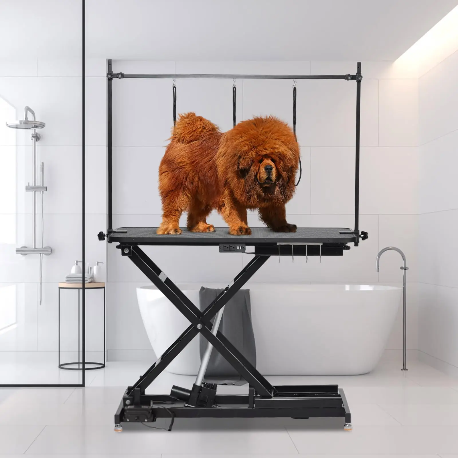 Garvee Professional Electric Dog Grooming Table,Height Adjustable Pet Grooming Table with Grooming Arm,Waterproof Tabletop,264 LBS Weight Capacity,Black