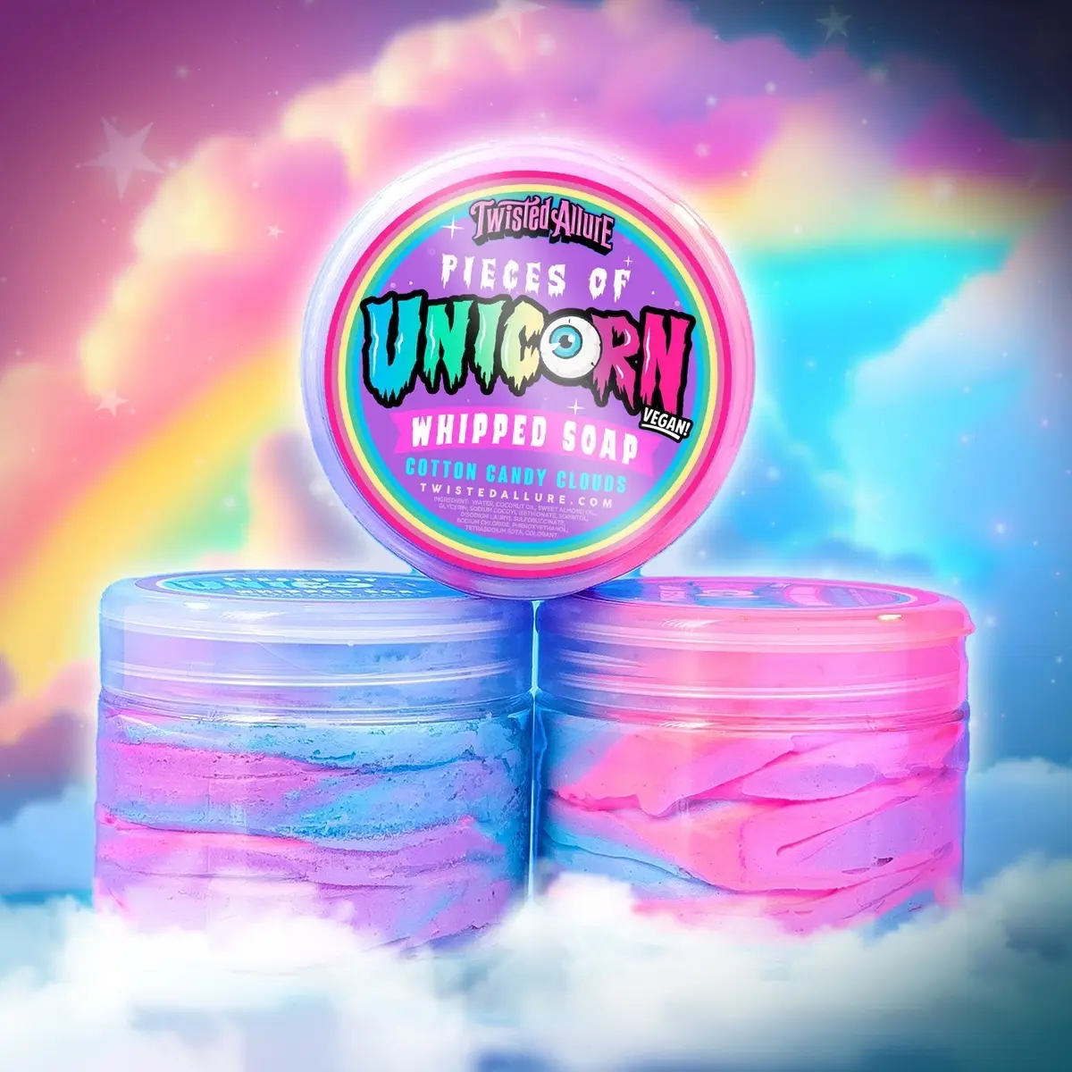 Pieces of unicorn whipped soap (Cotton Candy Clouds) Pieces of unicorn whipped soap (Cotton Candy Clouds)