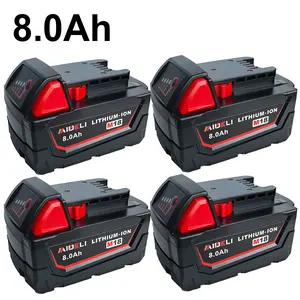 4Pack M18 8000mAh 18V Replacement Battery for milwaukee Replacing batteries with electric tools M-18 Battery Pack Compatible with Milw M-18 8.0Ah Lithium Battery 48-11-1890,48-11-1850, 48-11-1828, 48-11-1820,48-11-1815 Cordless Tools battery