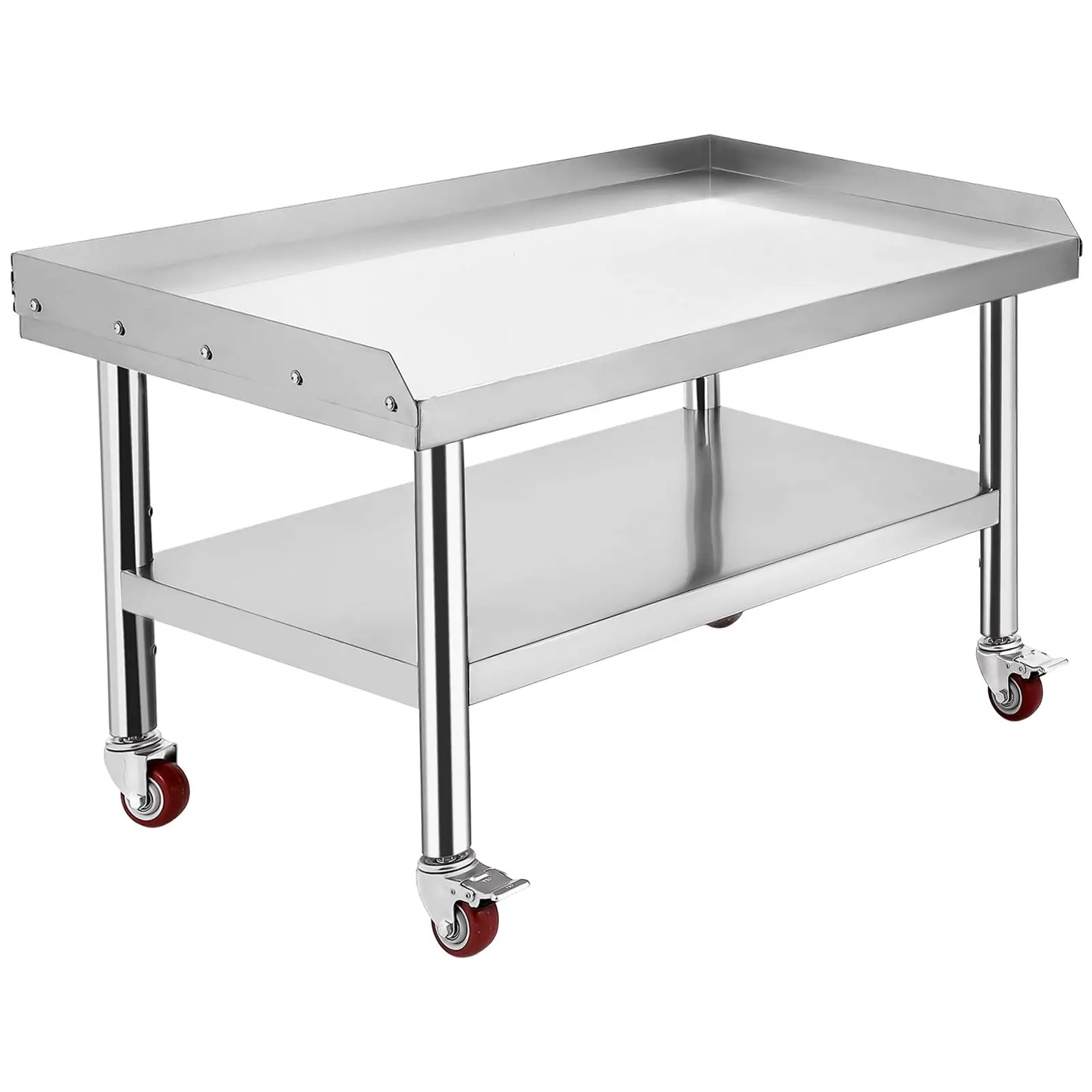 Garvee Stainless Steel Grill Stand Table 36x30x24 with 1000 lbs Top Shelf, 220 lbs Bottom Shelf, Adjustable Legs, and 2" Edge Baffle for Commercial Kitchens, Hotels, and Homes