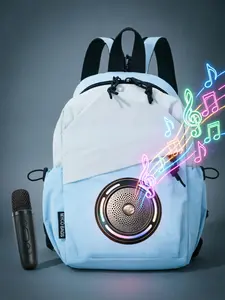 Chest Bag Crossbody Bag, Wireless Bluetooth-compatible Speaker Bag, Rechargeable LED Lights, SD Card-Compatible, Casual Fabric Backpack，with a microphone